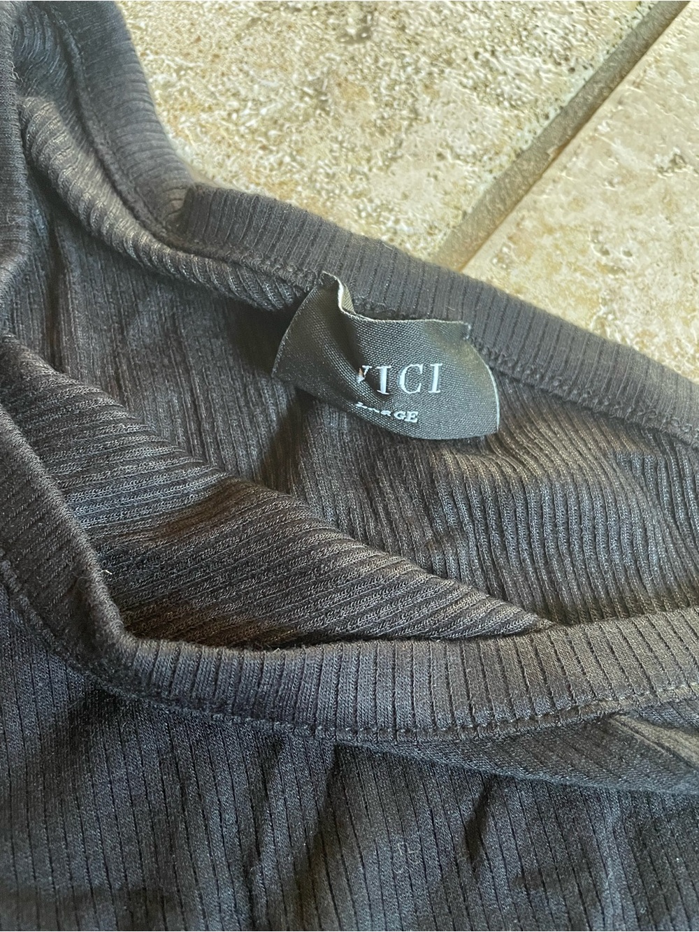 Vici Black Ribbed Off-Shoulder Top - Picture 2 of 2